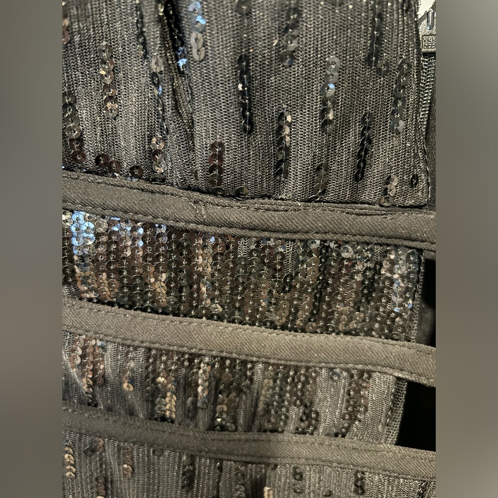WORN ONCE - Black Plunge Sequin Dress - Picture 11 of 12